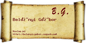 Belányi Gábor névjegykártya